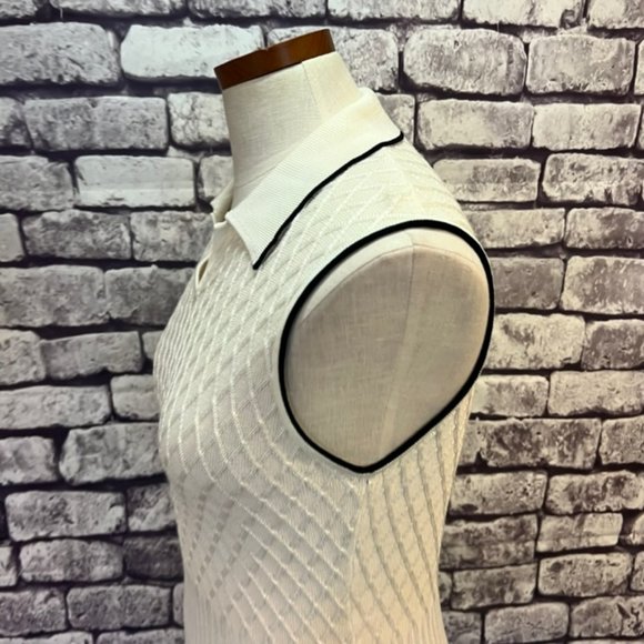 Tehama Vintage White & Black Sleeveless Sweater Size Medium - Picture 5 of 9